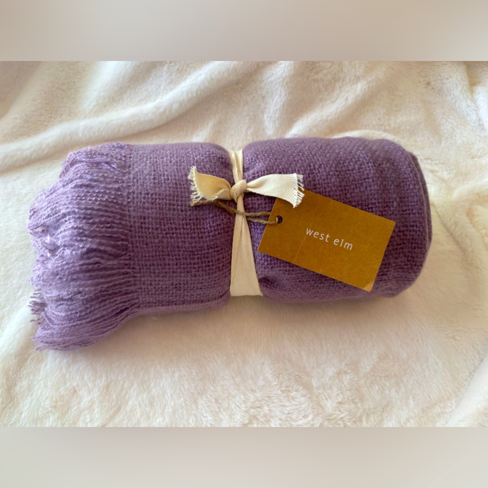 West Elm Favorite Throw with fringe in light purple